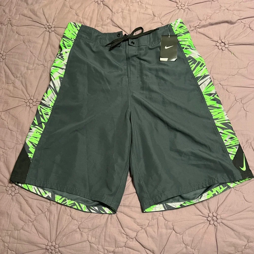 NWT Nike Hydra Void Board Shorts Green Grey Charcoal Swim Trunks Men's Large